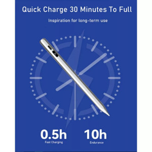 Érintőceruza, tölthető, Android/iPhone, telefon/tablet, LED kijelző, fehér