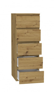 Shannan W5 fiókos szekrény, 40x111x45 cm, tölgy