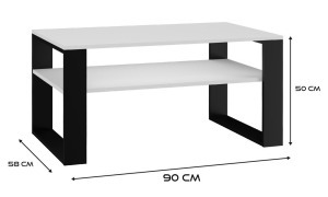 Drohmo MIX 1P dohányzóasztal, 90x50x58 cm, fehér-fekete