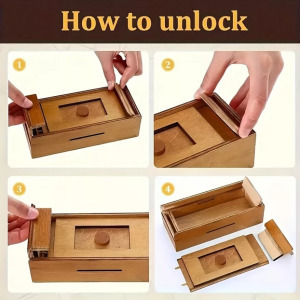 Fa Puzzle pénzes doboz titkos rekesszel