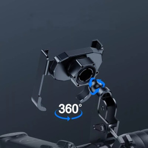 Kerékpáros telefontartó SK19, kormányra rögzíthető, 360°-ban forgatható, fekete