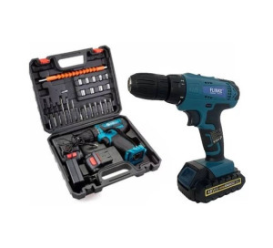Flinke FK-8003 csavarozó, fúrógép 2 akkus 48 V 40 db kiegészítővel 10mm 1350 rpm kofferban