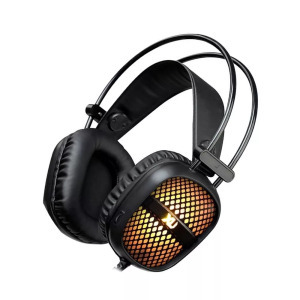 Gamer fejhallgató, USB + 2db 3,5mm jack, zajszűrő, RGB világítás, fekete