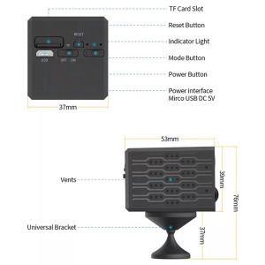 Mini Hordozható megfigyelő kamera mikrofonnal, S3 fekete