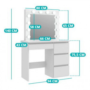 Barcelona fésülködő asztal, fehér