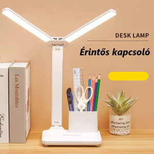 Asztali LED lámpa, toll-, mobiltartó, állítható fényerő, színhőmérséklet