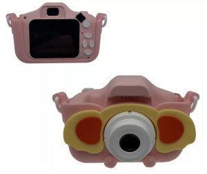 Elefántos gyermek fényképezőgép, dupla kamera, szelfi funkció, 2" LCD, pink