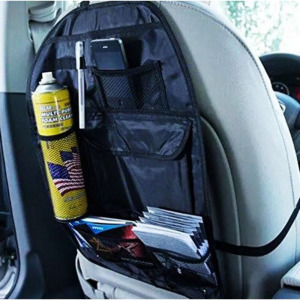 Autóülés hátuljára illeszthető hálós rendszerező, fekete