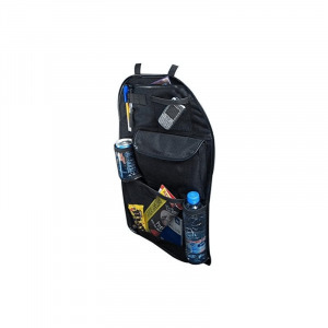 Autóülés hátuljára illeszthető hálós rendszerező, fekete