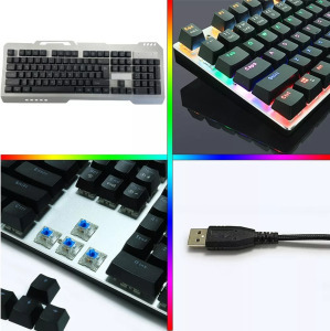 Gaming vezetékes nemzetközi billentyűzet, A543, RGB világítás, USB, ezüst