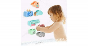 8 darabos vízesést utánzó fürdőjáték gyerekeknek, állatfigurákkal