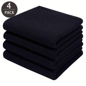 4db Négyzet alakú pamut konyharuha, pamut fekete