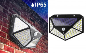 100 ledes mozgásérzékelős napelemes fali lámpa