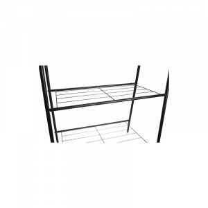 Álló, fém ruhafogas, kabát akasztó állvány, 2 db polccal cipőknek