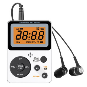 Hordozható FM/AM rádiómagnó, LCD kijelző, ébresztő, időzítő, sztereó, fehér