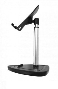 Asztali okostelefon, tablet tartó, forgatható tartó, fekete-ezüst