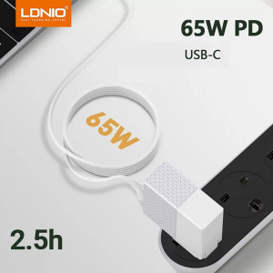 Adat- és töltőkábel, USB-C/USB-C, 65W gyorstöltés, 1 méter, fehér