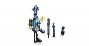 Letámasztható, hordozható, villogó, mozgó, élethű játék gépfegyver