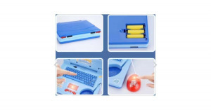 Interaktív laptop gyerekeknek, mozgó képernyővel és hanghatásokkal, kék