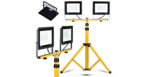 Három lábú állványos munkalámpa 2x100w reflektorral