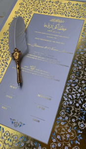 KHAT Vintage tollkészlet, tintatartóval és tolltartóval, fehér/aranyszín