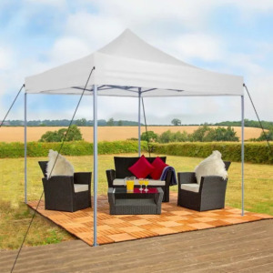Összecsukható kerti pavilon, 2,9x2,9 m, fehér