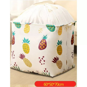 Nagy kapacitású összehajtható ruhatároló fülekkel, húzózsinórral ananász