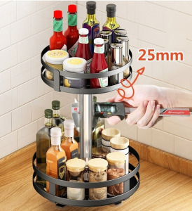 Kétszintes konyhai fűszertartó állvány szögletes