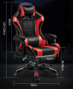 Likeregal 920 gamer szék lábtartóval és masszázs funkcióval - piros