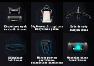 Likeregal 920 gamer szék lábtartóval és masszázs funkcióval - piros