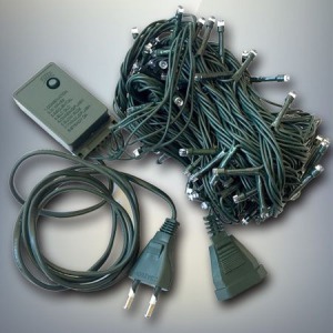 100 LED-es karácsonyfa fényfüzér, izzósor, 6,3m, színes