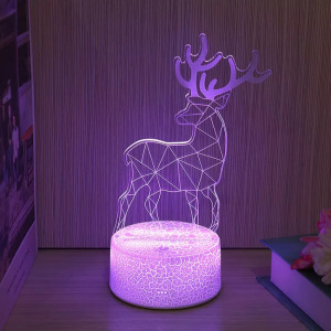 3D LED Karácsonyi ablakdísz, rénszarvasos ünnepi fény, 7szín,USB,23cm magas