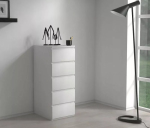 Drohmo W5 fiókos szekrény, 40x111x45 cm, matt fehér