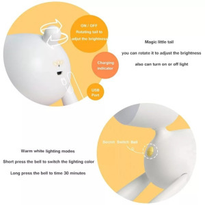 Éjjeli LED szarvaslámpa, 3 fényerő, 3 különböző meleg fény, akkumulátor