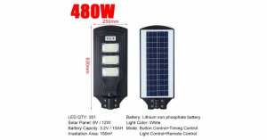 Napelemes utcai lámpa IP68 480W