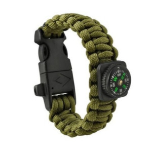Paracord túlélő karkötő iránytűvel zöld színben