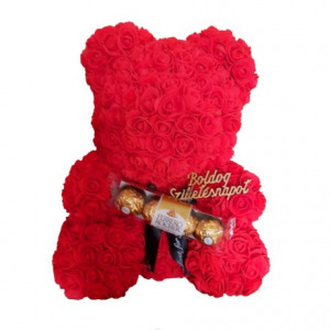 Ferrero rocher "boldog születésnapot" örök virág maci- 40 cm