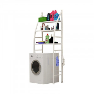 3 szintes fém fürdőszobai polcrendszer mosógép fölé, fehér - 166 cm (vitorla)