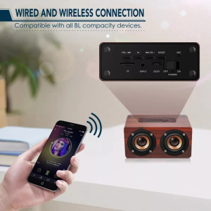 Bluetooth hordozható fahangszóró, AUX input, MicroSD kártyaolvasó, világosbarna