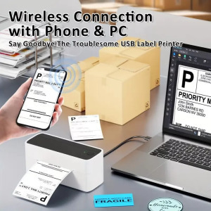 Phomemo vezeték nélküli hőcímke nyomtató (10,16 × 15,24 cm) - rózsaszín