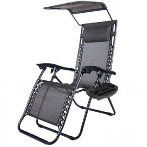 Zéró gravitáció szék napellenzővel és pohártartóval 2db, fekete