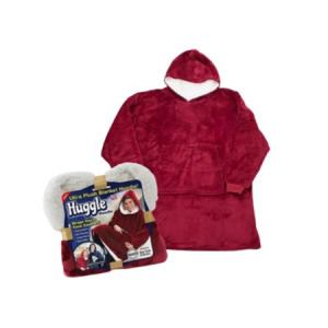 2az1-ben puha, plüss pulóver és takaró - bordó - MS-769