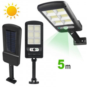 Napelemes LED lámpa mozgásérzékelővel, fali konzollal és távirányítóval, 200W