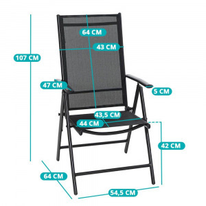 Összecsukható alumínium kerti szék, 2db