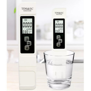 Digitális vízminőség mérő, 3 az 1-ben, TDS/EC/hőmérséklet, LCD kijelző, fehér