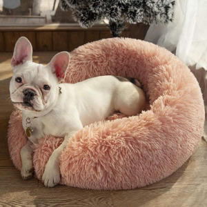 Szőrmés kisállat fekhely, cica-kutyaágy - szőrmés rózsaszín