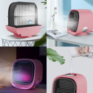 Bewello hordozható mini léghűtő ventilátor - USB - rózsaszín