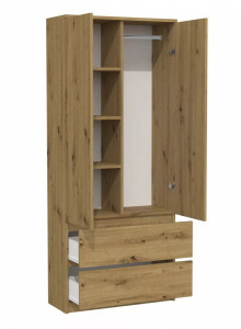 Shannan SS-90 gardróbszekrény, 90x180x50 cm, tölgy