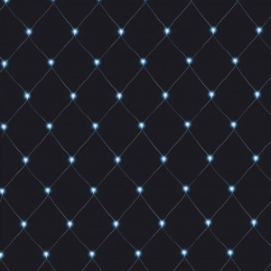 Fényháló, hideg fehér, 2x1 méter, fekete kábel, 96 LED