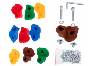 Falmászó fogantyúk és mászókövek gyerekeknek - 10 db